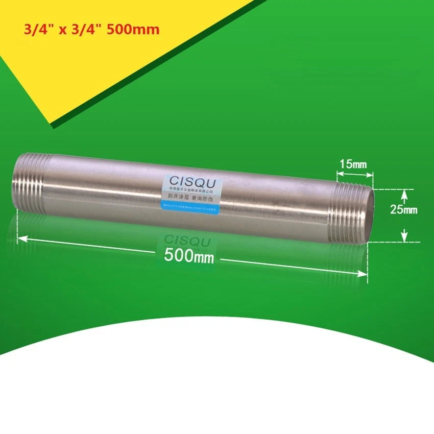 Stainless Steel BSP Male Threaded Double Nipple Pipe Extension Fitting | 1/2" 3/4" 1"