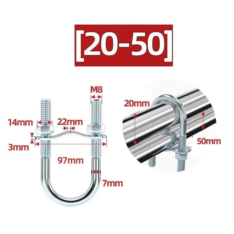 U - Bolt Pipe Clamp — Double & Single U - Shape Saddle Clamp for Greenhouse & Awning Frames - HomeDIYer