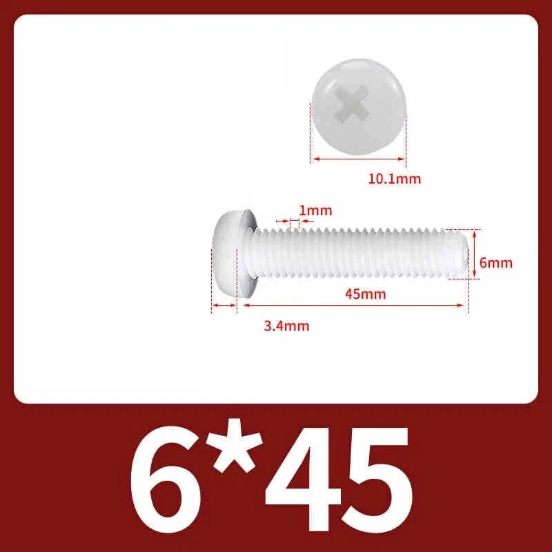 White Nylon Phillips Pan Head Machine Screws – M2 to M8, Non‑Conductive & Corrosion‑Free (PA66)