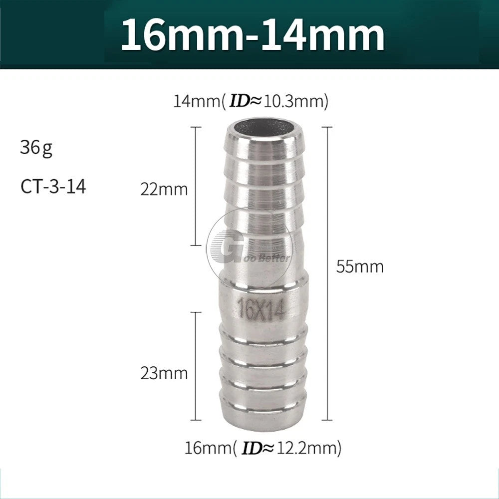 A2 Stainless Steel 8-41mm Barbed Hose Connector,Hosetail Pipe Air Water Oil Fuel