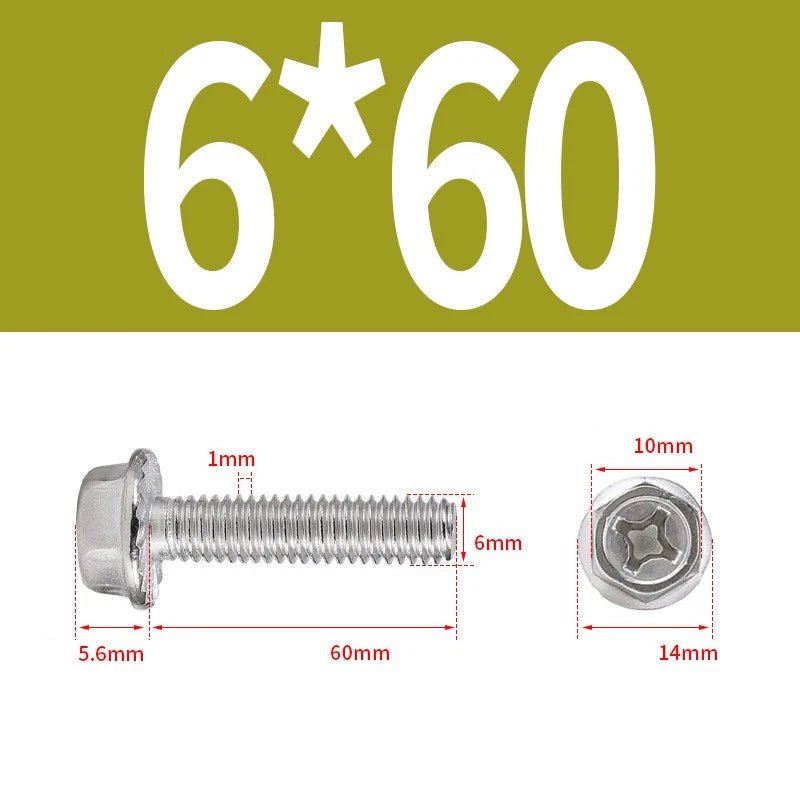 Phillips Hex Flange Screws 304 Stainless Steel M3–M8 | Dentate & Flat Flange - HomeDIYer