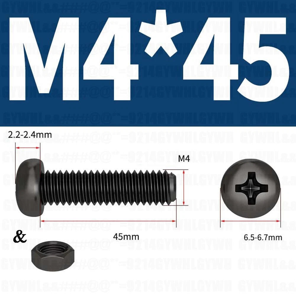 Black Pan Head Phillips Machine Screws + Hex Nuts Set – A2 Stainless Steel, M2 to M10