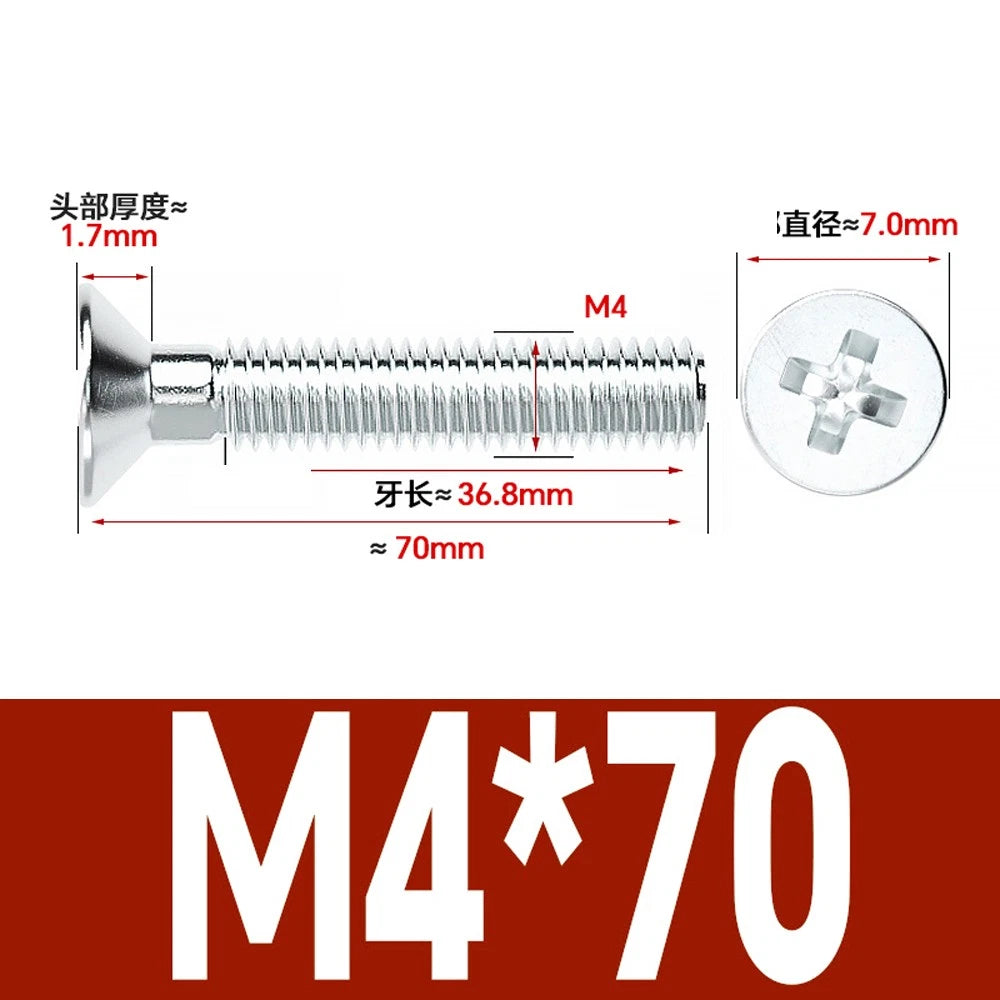 Countersunk Phillips Machine Screws – M2 to M12, White / Colour Zinc Plated, Carbon Steel