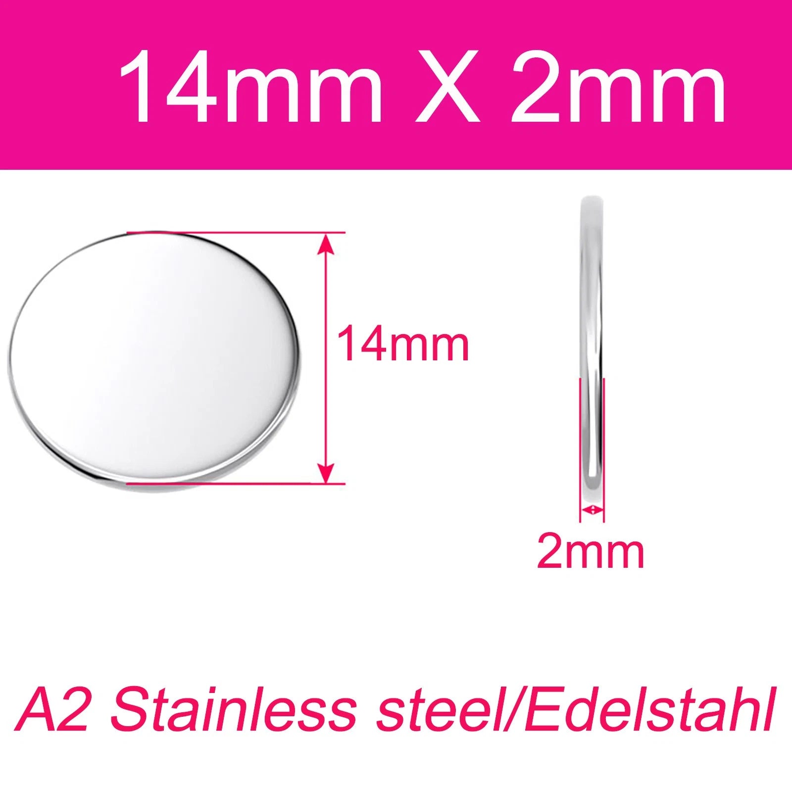 Round Plate A2 Stainless Steel Sheet Plate Thick 1/1.5/2/2.5/3/4/5mm Dia 6-80mm