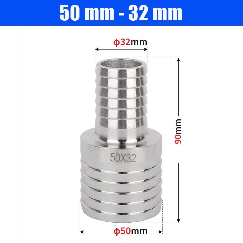 6mm~50mm Stainless Reducer Barbed Hose Joiner Connector Air Water Pipe Gas Tubi
