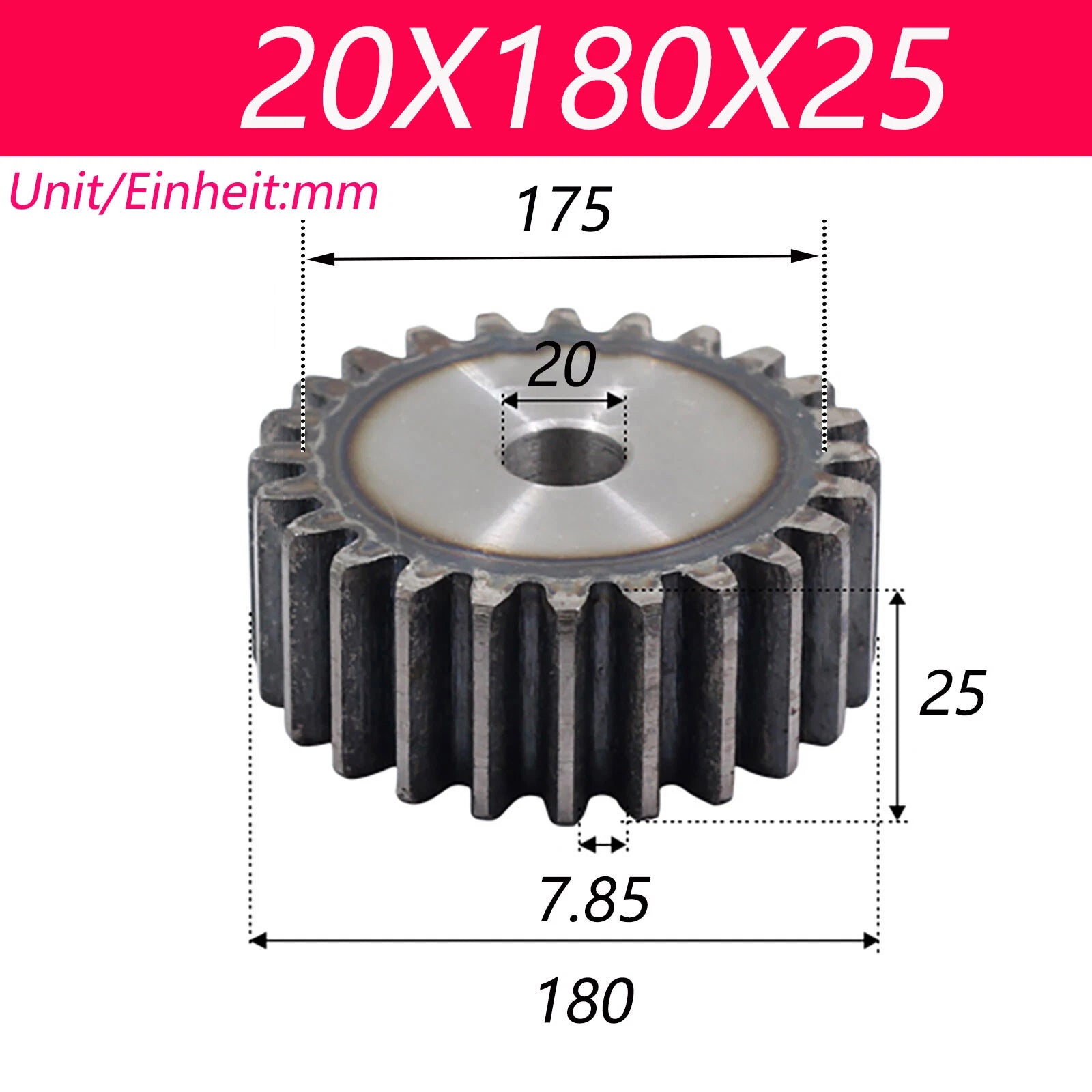 2.5 Modul 45# Steel Spur Gears Pinion Gear Thick 25mm 10-80 Teeth For 3D CNC