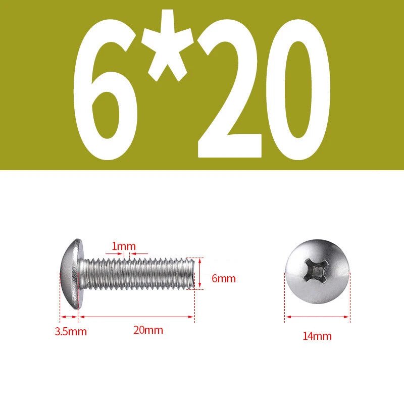 Phillips Button Head Machine Screws — Steel M2 M2.5 M3 M4 M5 M6 - HomeDIYer