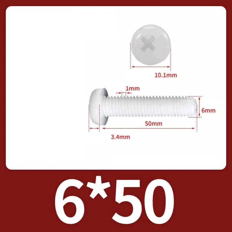 White Nylon Phillips Pan Head Machine Screws – M2 to M8, Non‑Conductive & Corrosion‑Free (PA66)