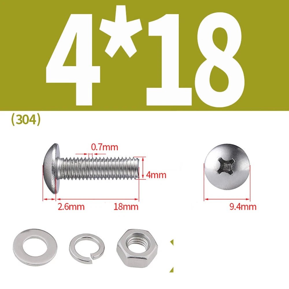 M2–M4 Phillips Truss Head Machine Screws with Hex Nuts & Washers – A2 Stainless Steel - HomeDIYer