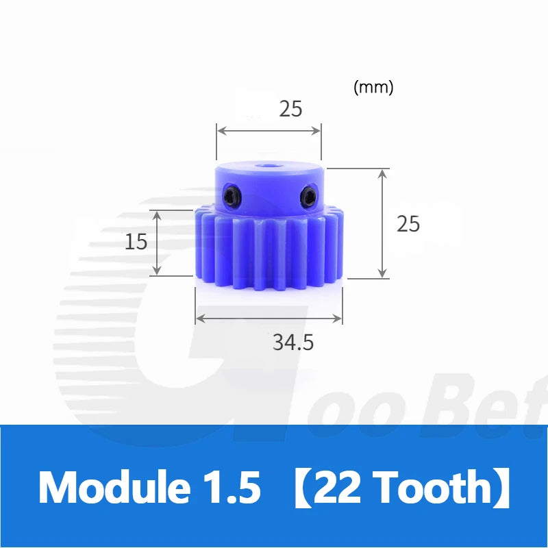 Mod 1/1.5/2 Precision Spur Gear Pinion 15-120 Tooth with Step Bore 4-16mm Nylon