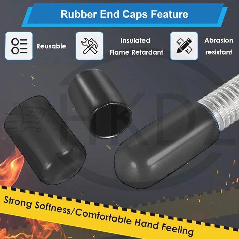 PVC End Caps for Screws, Bolts, Rods, Tubes & Cables – Thread Cover Protector, Rubber Plastic Caps (12-114mm, Multiple Colors)