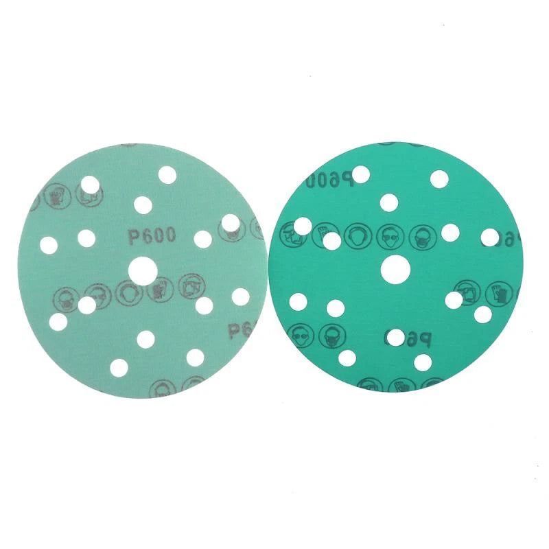 6" 150mm 15 Hole Polyester Film Green Sandpaper Wet Dry Sanding Discs P60-P2000