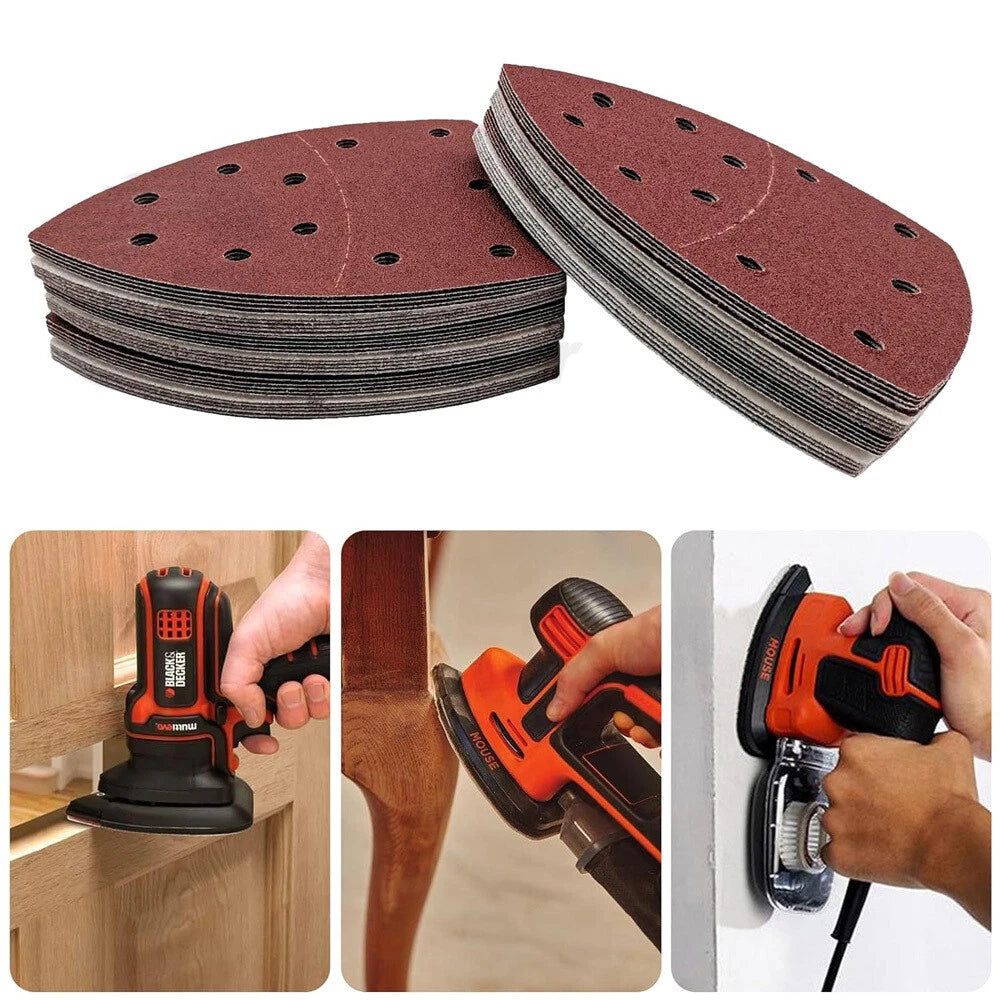 90mm Detail Palm Sander Abrasive Sanding Sheets Mouse Sandpaper Pads 40-1000Grit