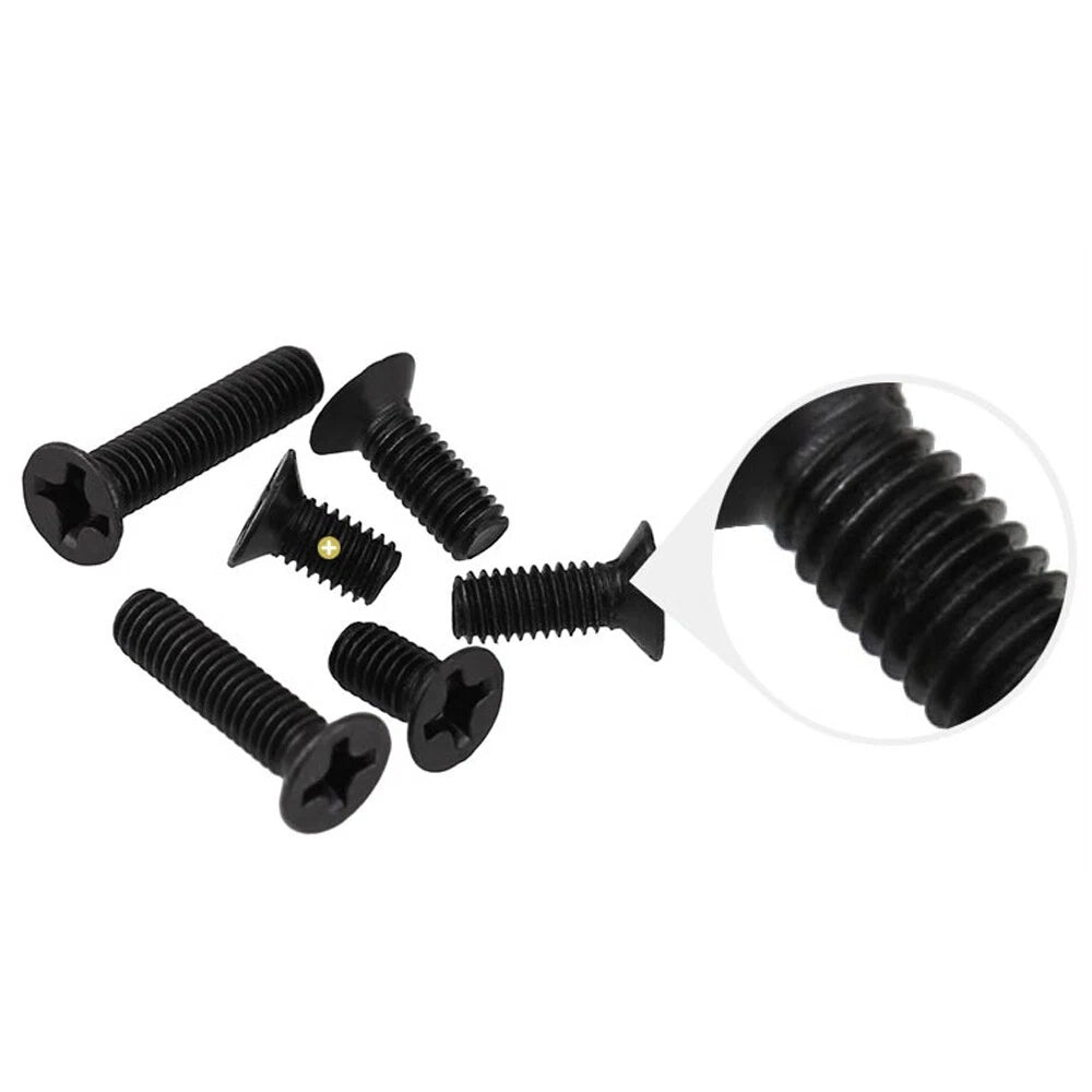 M2 M2.5 M3 M5 Black Phillips Countersunk Machine Screws – Carbon Steel, Fully Threaded