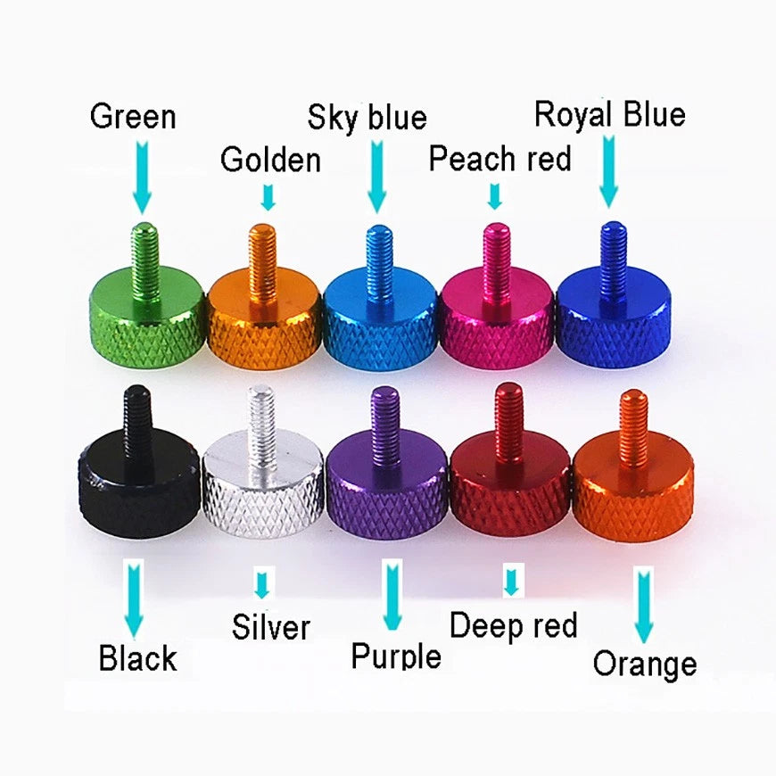 M6*10/15/20/30 Aluminum Bolts Knurled Flat Head Thumb Screws Anodized DIY Model