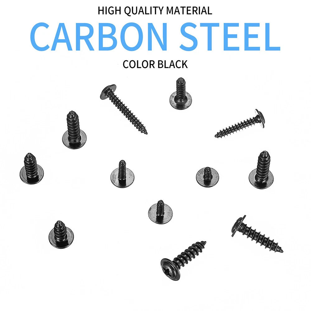 340pcs Black Modified Truss Head Self Tapping Screws Set – M3 M3.5 M4 M5