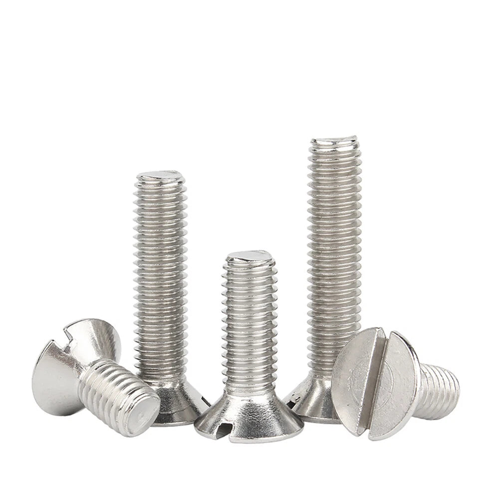 M1.6–M4 Slotted Countersunk Machine Screws – A2 Stainless Steel, Flat Head, Lengths 4mm–50mm