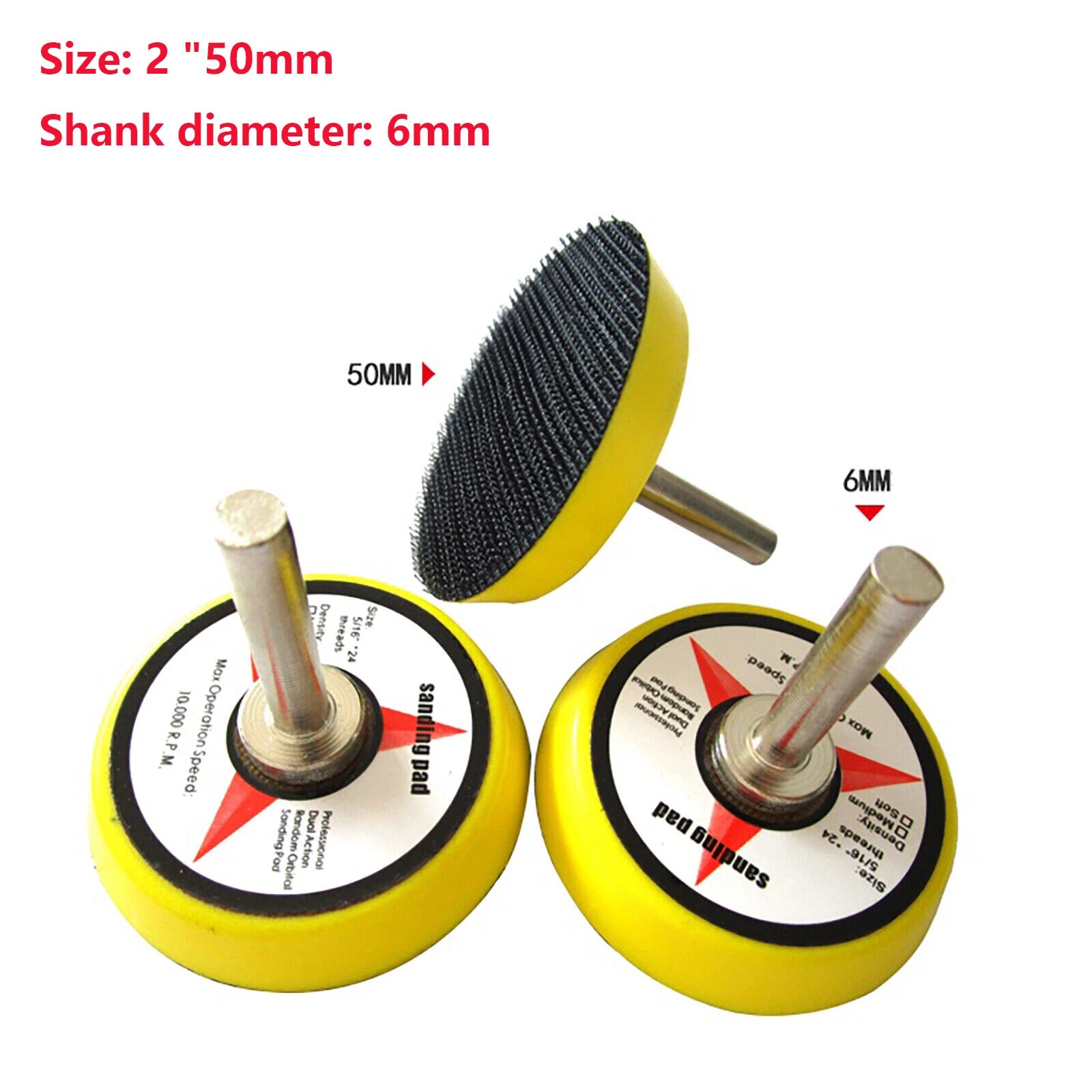 Hook & Loop Backing Pads for Dremel Rotary Tools — 25mm 30mm 50mm 75mm with M6 M8 Thread & 2.35/3/6mm Shank