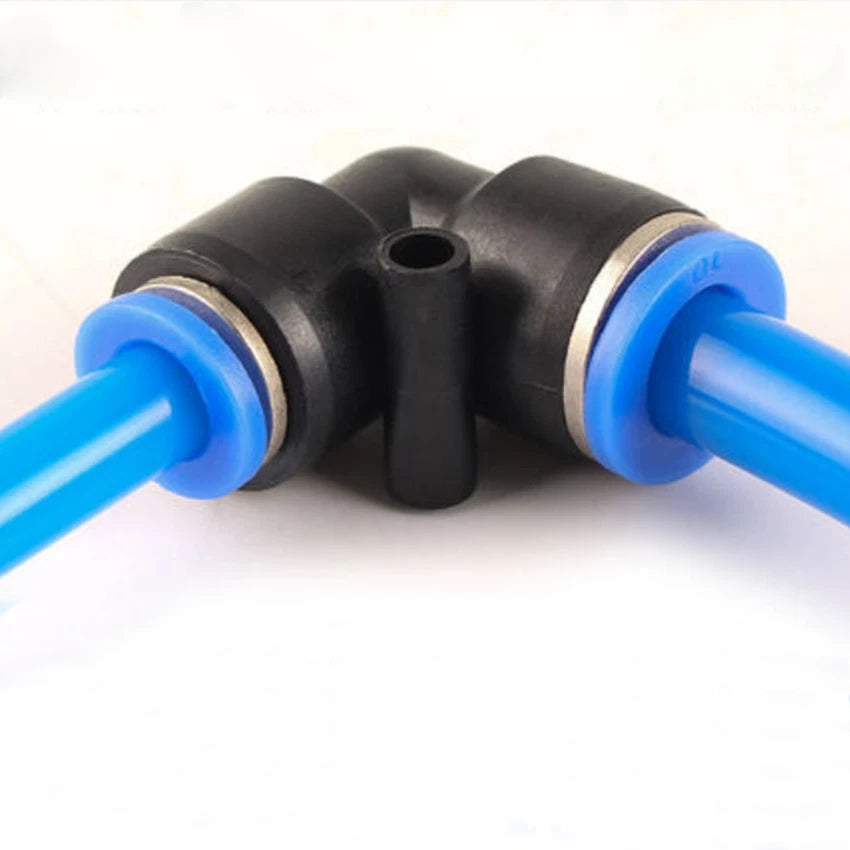 90° Elbow Push to Connect Pneumatic Hose Fitting — Reducing Connector 6mm to 12mm
