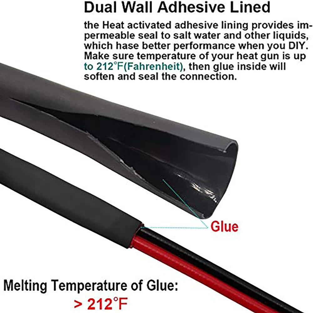 4:1 Ratio Adhesive Glue Lined Heat Shrink Tubing — Waterproof Heatshrink Sleeving