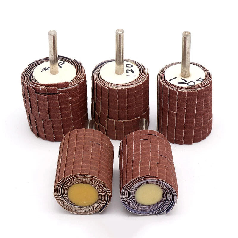 35mm Flap Wheel Disc 150-400 Grit with 6mm Mandrel – Sanding for Drill & Rotary Tool