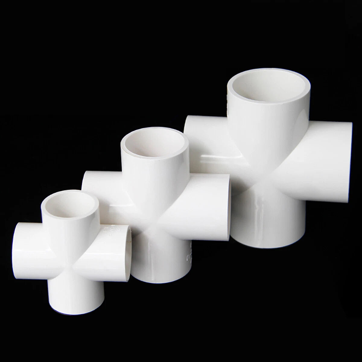 PVC Water Pipe Fittings Equal Cross 4-way Connectors Socket Solvent Weld 20-90mm