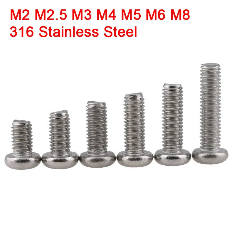 Round Pan Head Phillips Machine Screws – 316 Stainless Steel, Marine Grade (M2–M8, Fully Threaded)