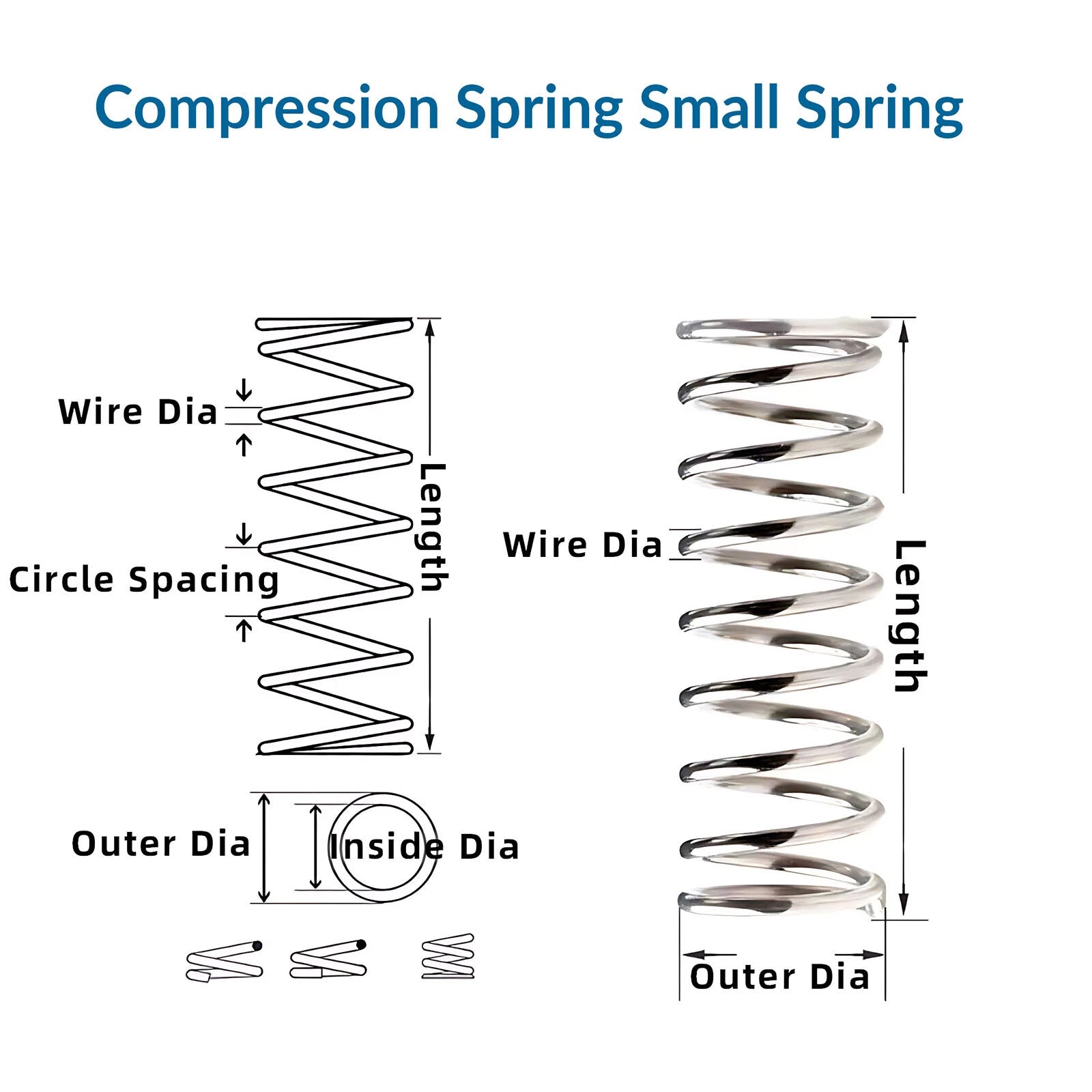 10Pcs Wire Dia.0.7mm-0.8mm OD 4mm-12mm Small Springs Compression Spring Steel