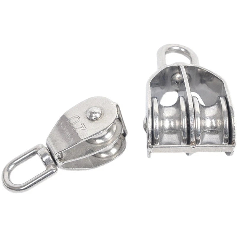 A2Stainless Steel Single Double Pulley Rope Pully Lifting Wheel Swivel Block 304