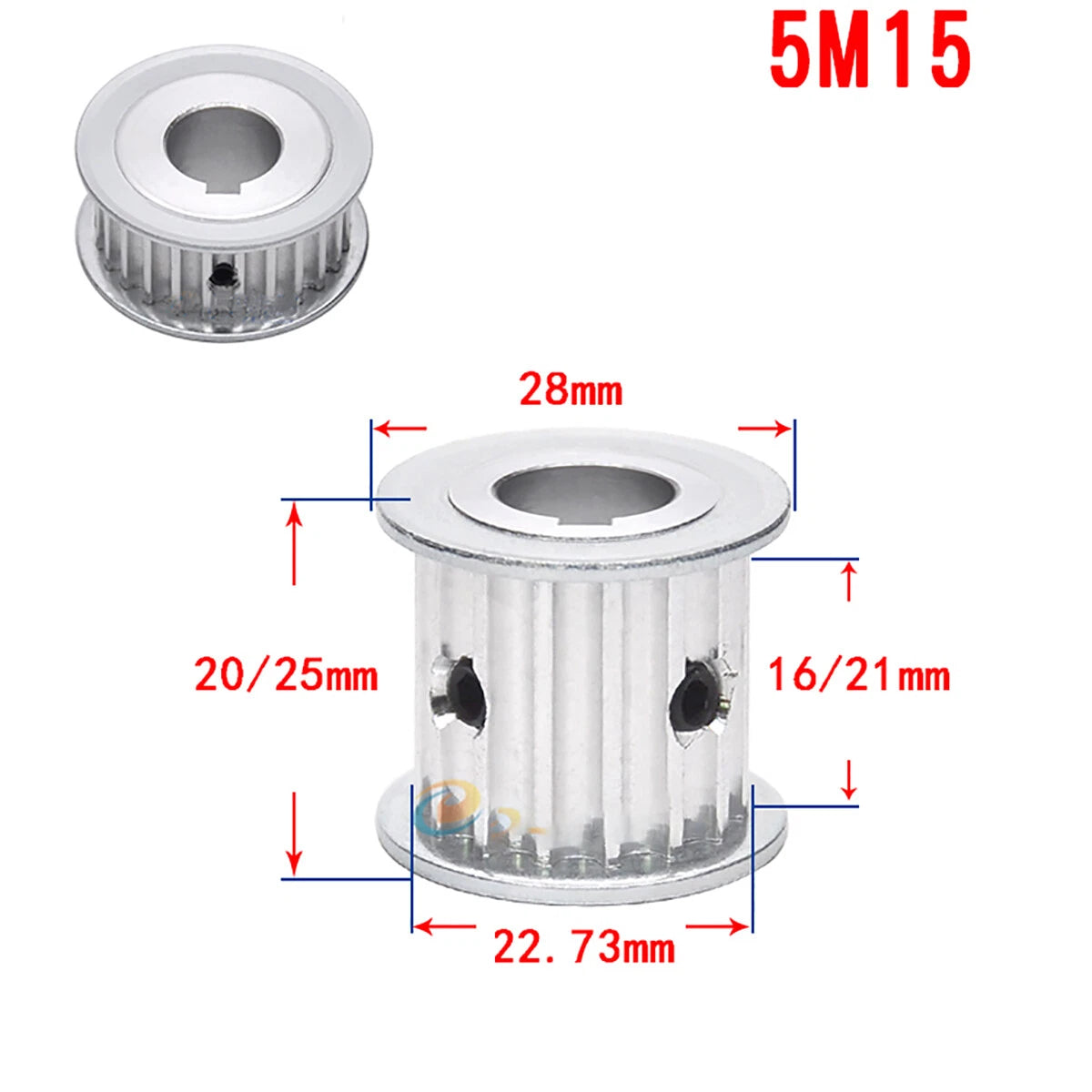 5M Timing Belt Pulley 15T-60T keyway Bore AF-type 16/21mm Belt Synchronous Wheel
