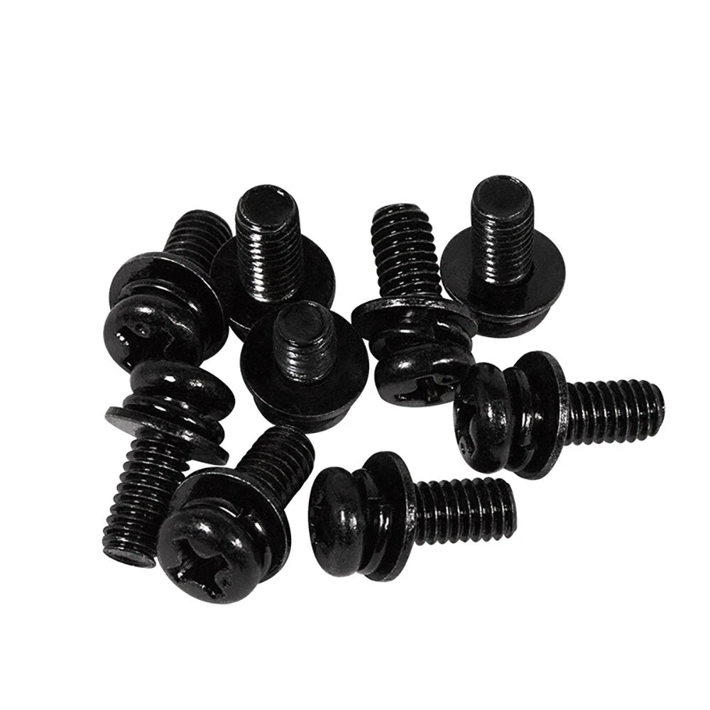 M2–M8 Black Phillips Pan Head Machine Screws with Flat Washers & Spring Washers