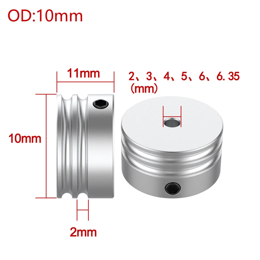 Double U Grooved Pulley PU Round Belt Pulleys Aluminum Width 2mm OD 10mm-60mm