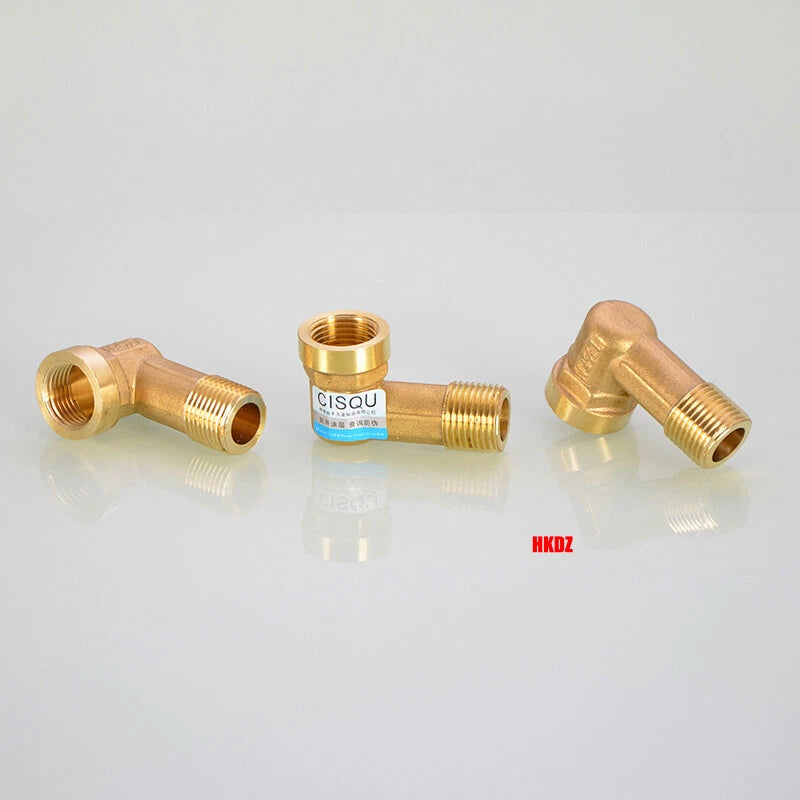 BSP Brass Elbow Pipe Fittings — 1/2" Male & Female Threaded Connector for Air & Water