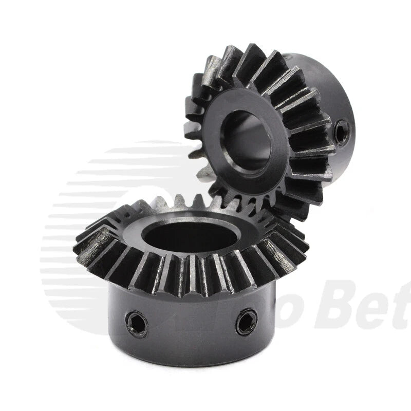 Mod 1 Bevel Gear C45 Steel 1:1.25 Ratio 20 | 25 Tooth 6-12mm Bore Hardened Black