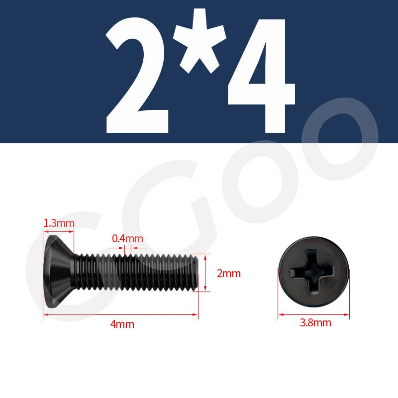 M2 Stainless Steel Black Phillips Flat Head Countersunk Machine Screws DIN 965