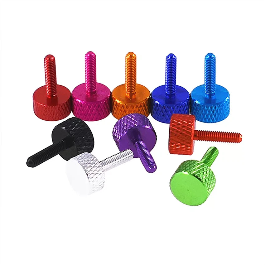 M3 Coloured Aluminium Knurled Thumb Screws Flat Head Hand Grip Bolt L:12mm-50mm