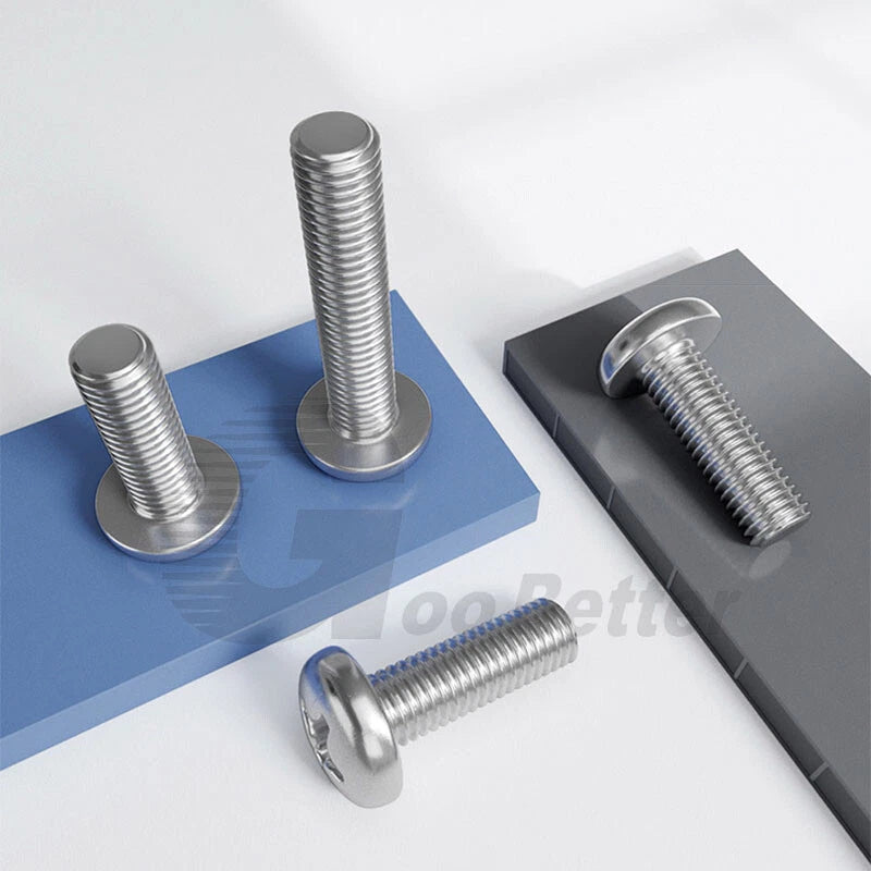 M6 M8 Machine Screw Round Pan Head Phillips Screws Flat Tail A4 Stainless