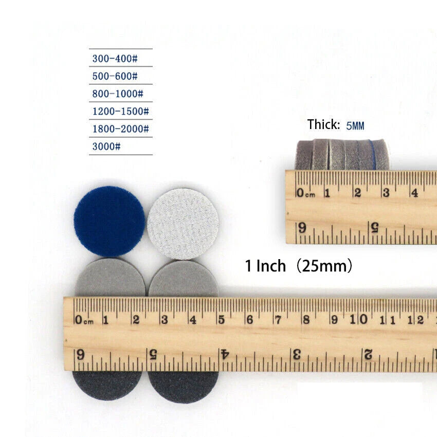 25/50/75mm Wet Dry Sanding Discs Sponge Foam Sandpaper Hook & Loop 300-3000 Grit