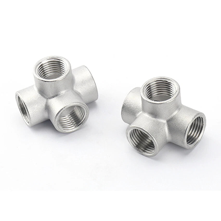 Stainless Steel BSP Female 3-Way & 4-Way Pipe Fitting Connectors
