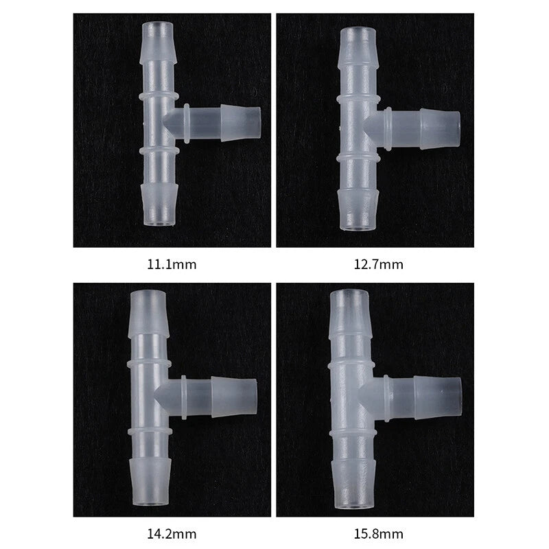 T-Type Barbed Hose Connector — Plastic Elbow Joiner for Air, Fuel & Water Lines