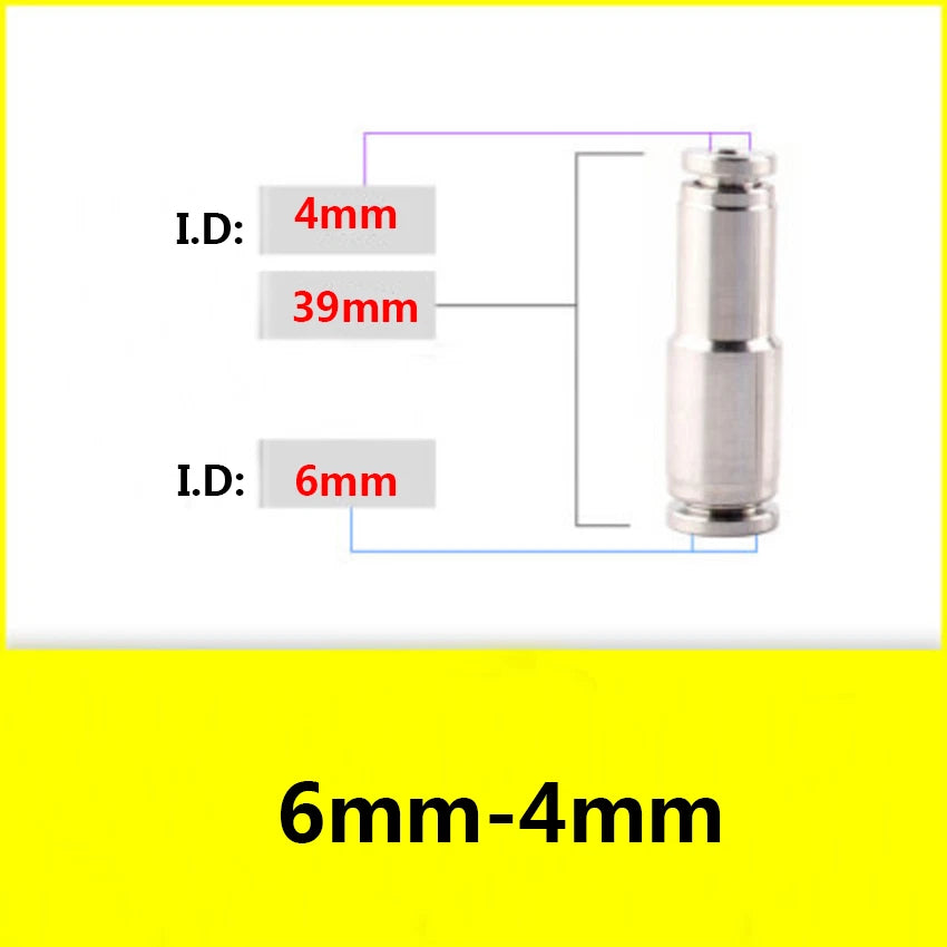 Stainless Steel Straight Reducing Push-to-Connect Fitting — Pneumatic Tube Adapter