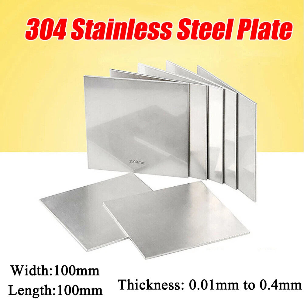 304 Stainless Steel Square Plate Thick 0.01-0.4mm Metal Polished Plate 100x100mm