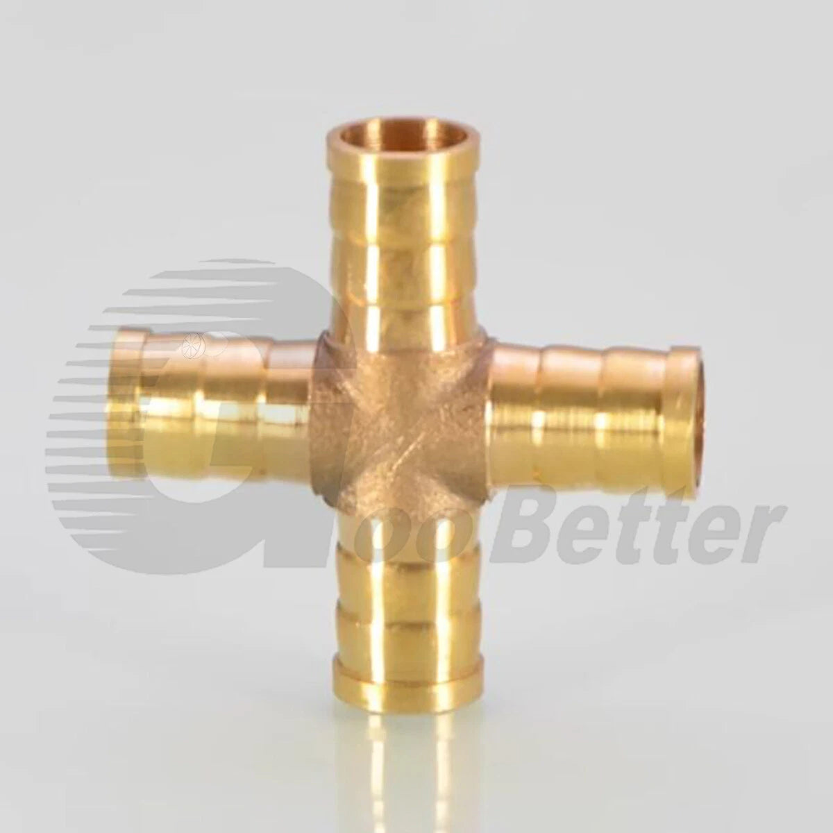Brass Barbed Cross 4-Way Hose Fitting — 4mm to 19mm for Air, Water, Fuel & Gas