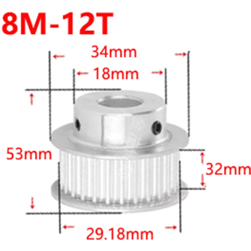 8M 12-26T Timing Pulley 30mm Belt Synchronous Wheel Gear 3D Printer Bore 8-30mm