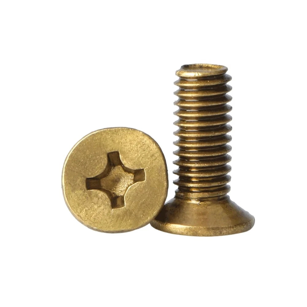 M2 M2.5 Brass Countersunk Phillips Machine Screws – Flat Head, 4mm to 12mm Lengths