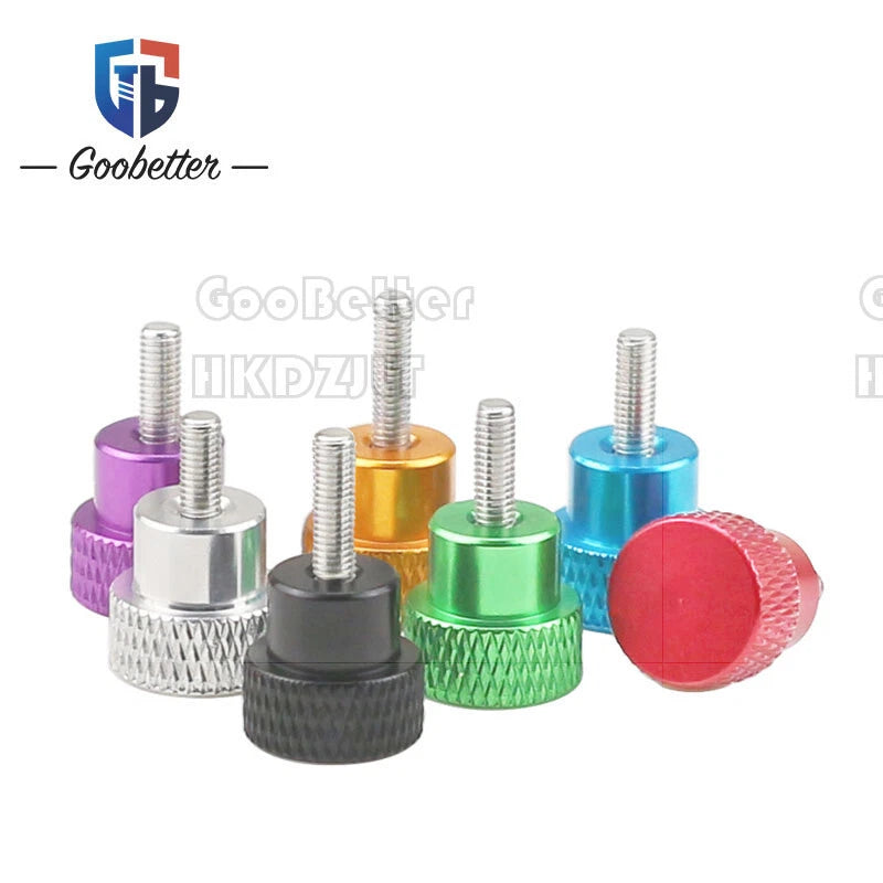 Knurled Thumb Screws M3 M4 | Hand Grip Knob Bolts | Aluminum Alloy | Red Black Silver