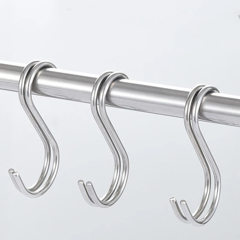 S-Hook Stainless Steel Metal S Shaped Hooks Clothes Hanger for Kitchen Bathroom
