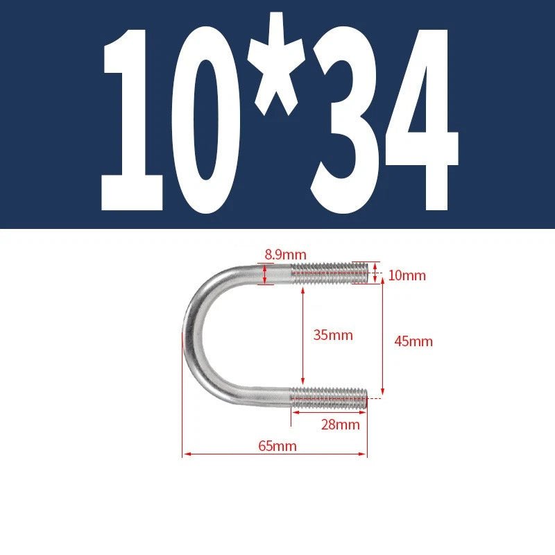 M10 Round Bend U - Bolts — A2 Stainless Steel, 12 Lengths Available - HomeDIYer