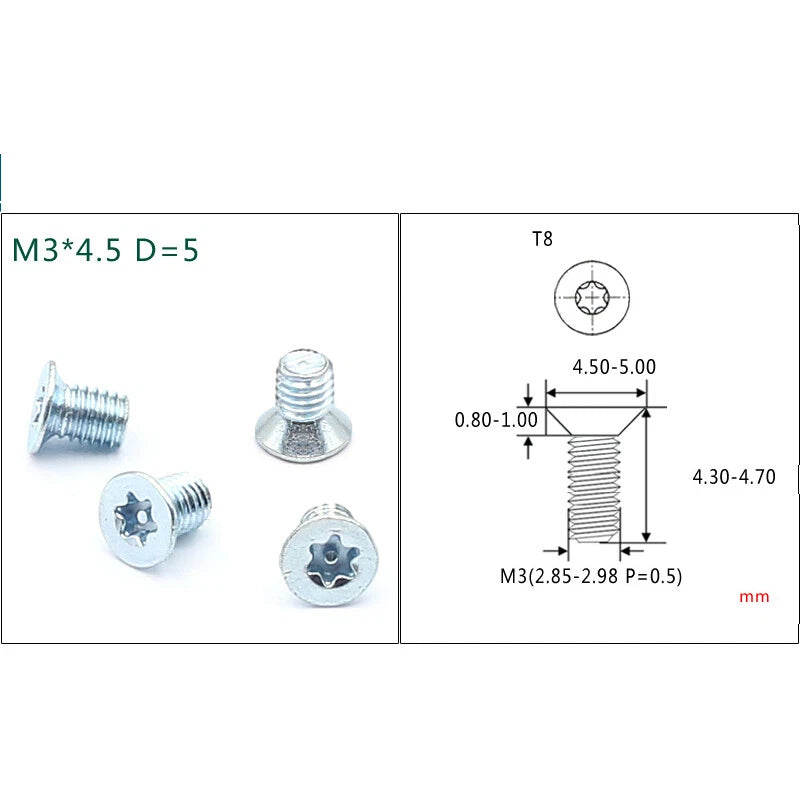 Torx Flat Head Machine Screws M1.6 M2 M2.5 M3 — T5 to T15, Multiple Finishes