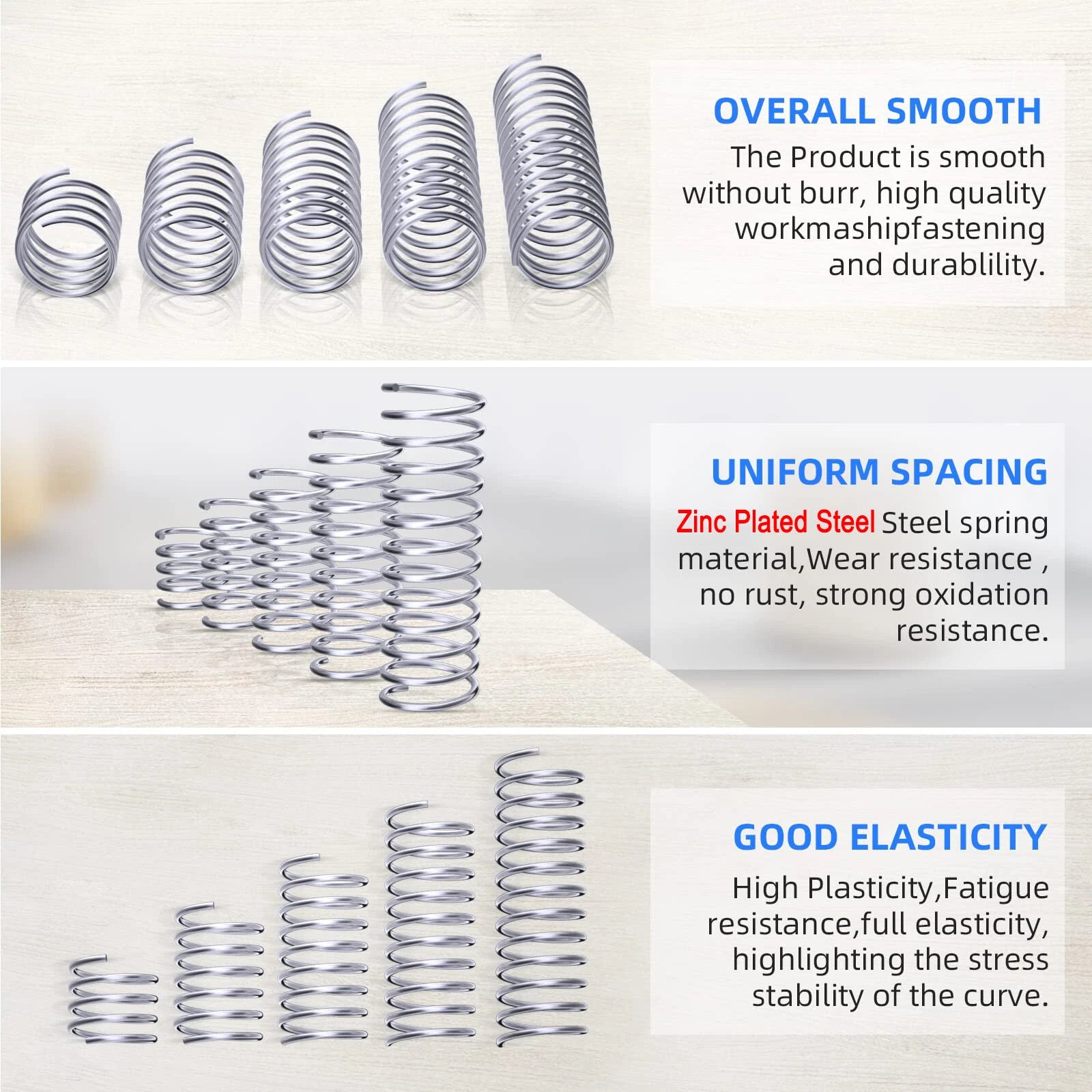 72A Galvanized Steel Springs 0.6mm Wire, OD 5 - 11mm Compression Spring 60-100mm